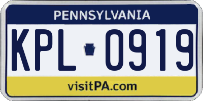 PA license plate KPL0919