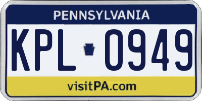 PA license plate KPL0949