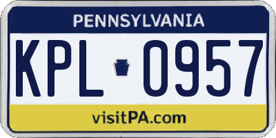 PA license plate KPL0957