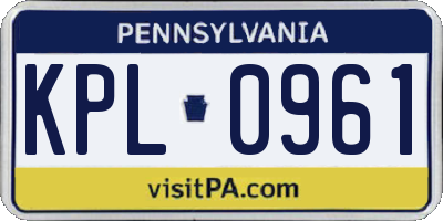 PA license plate KPL0961