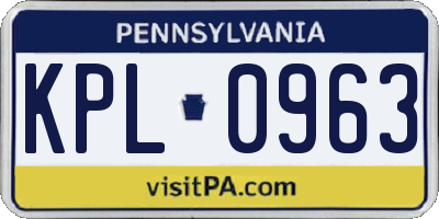 PA license plate KPL0963
