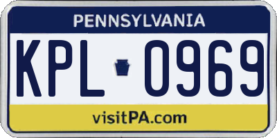 PA license plate KPL0969