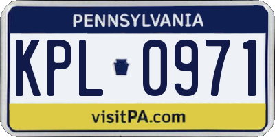 PA license plate KPL0971