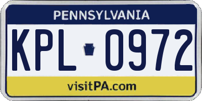 PA license plate KPL0972
