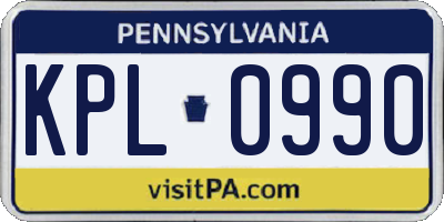 PA license plate KPL0990