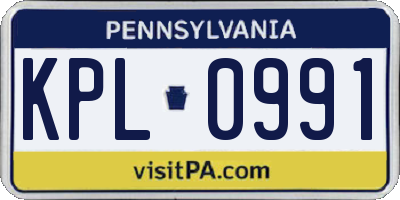 PA license plate KPL0991