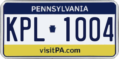 PA license plate KPL1004