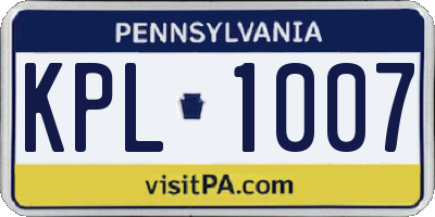 PA license plate KPL1007