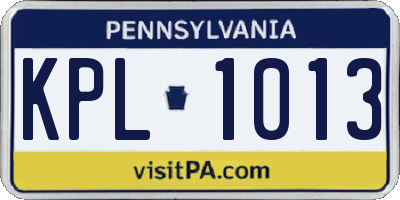 PA license plate KPL1013