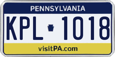 PA license plate KPL1018