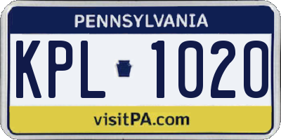 PA license plate KPL1020