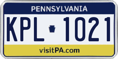 PA license plate KPL1021