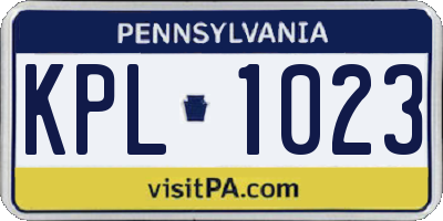 PA license plate KPL1023