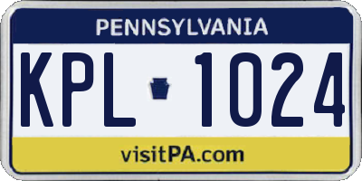 PA license plate KPL1024
