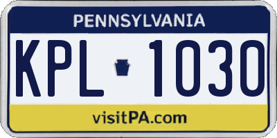 PA license plate KPL1030