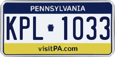 PA license plate KPL1033