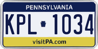 PA license plate KPL1034