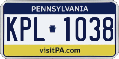 PA license plate KPL1038
