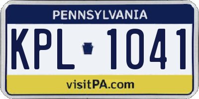 PA license plate KPL1041