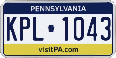 PA license plate KPL1043