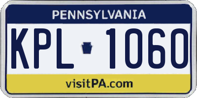 PA license plate KPL1060