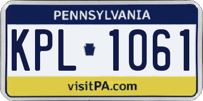 PA license plate KPL1061