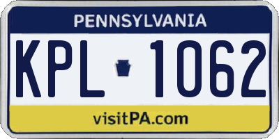 PA license plate KPL1062
