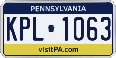 PA license plate KPL1063
