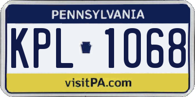 PA license plate KPL1068