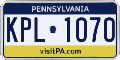 PA license plate KPL1070