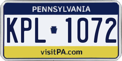 PA license plate KPL1072