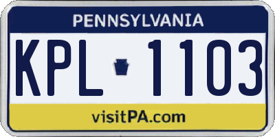 PA license plate KPL1103