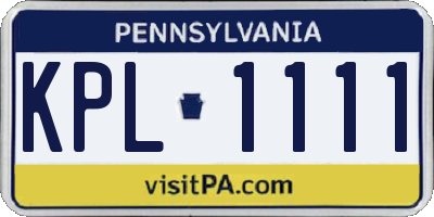 PA license plate KPL1111