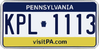 PA license plate KPL1113
