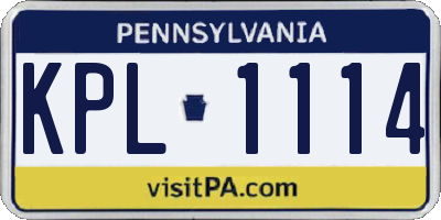 PA license plate KPL1114