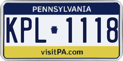 PA license plate KPL1118