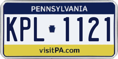 PA license plate KPL1121