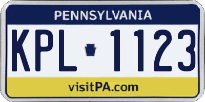 PA license plate KPL1123