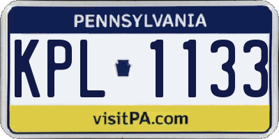 PA license plate KPL1133
