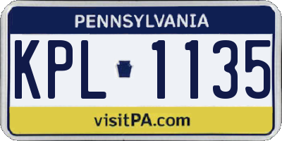 PA license plate KPL1135