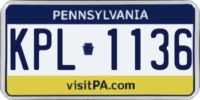 PA license plate KPL1136