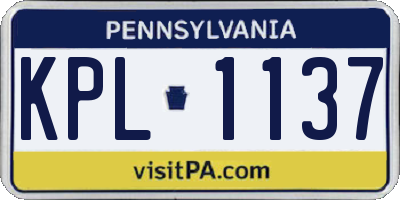 PA license plate KPL1137