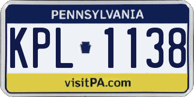 PA license plate KPL1138