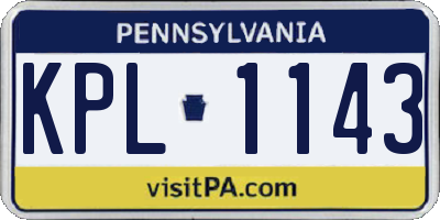 PA license plate KPL1143