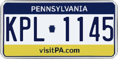 PA license plate KPL1145