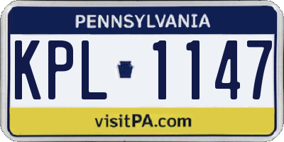 PA license plate KPL1147