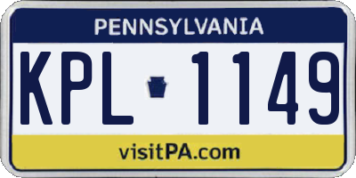PA license plate KPL1149