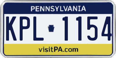 PA license plate KPL1154
