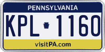 PA license plate KPL1160