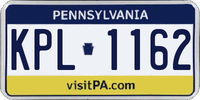 PA license plate KPL1162